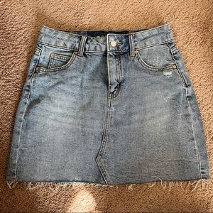 High waisted denim skirt